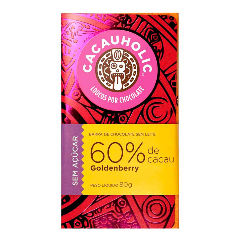 Tablete de Chocolate CacauHolic Zero Açúcar com Goldenberry - 80g